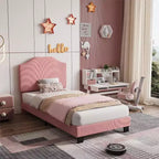 Cadre de lit double en velours, tête de lit réglable, plateforme rembourrée en velours côtelé doux, lattes en bois durables, silencieux, pas besoin de sommier tapissier, rose