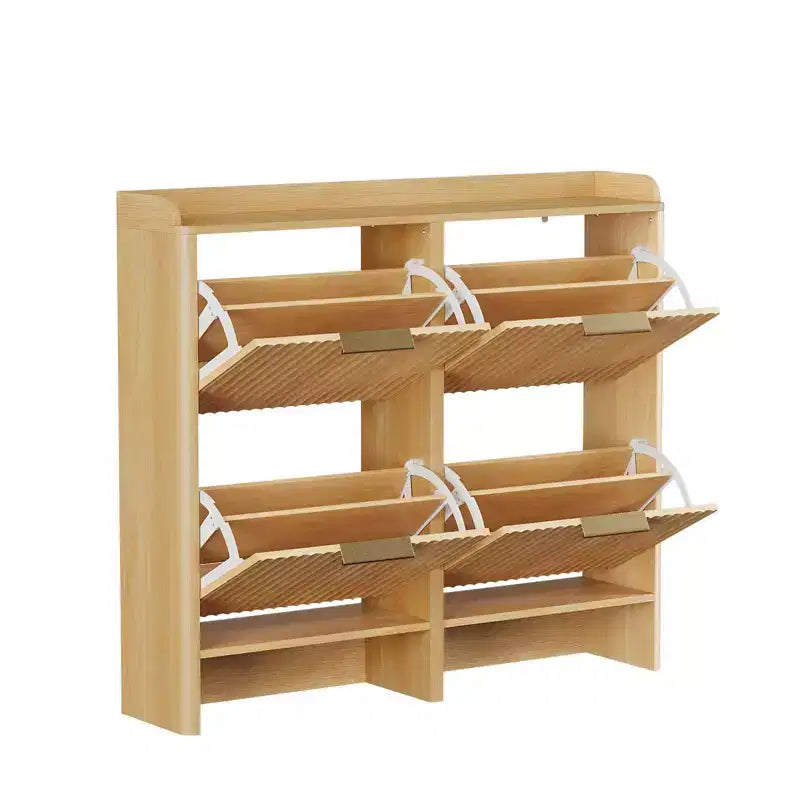 Meuble à chaussures Karl Home de 42,9 pouces avec 4 portes abattantes et déflecteur de table