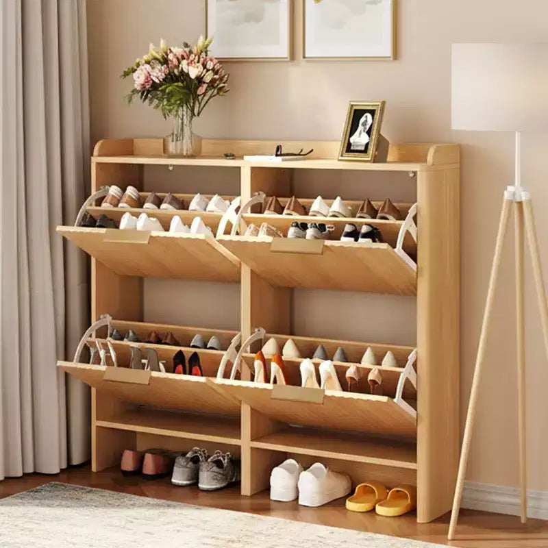 Meuble à chaussures Karl Home de 42,9 pouces avec 4 portes abattantes et déflecteur de table