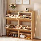 Meuble à chaussures Karl Home de 42,9 pouces avec 4 portes abattantes et déflecteur de table