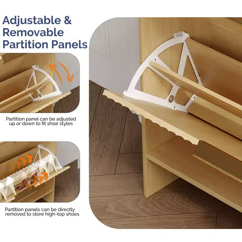 Meuble à chaussures Karl Home de 42,9 pouces avec 4 portes abattantes et déflecteur de table