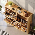 Meuble à chaussures Karl Home de 42,9 pouces avec 4 portes abattantes et déflecteur de table