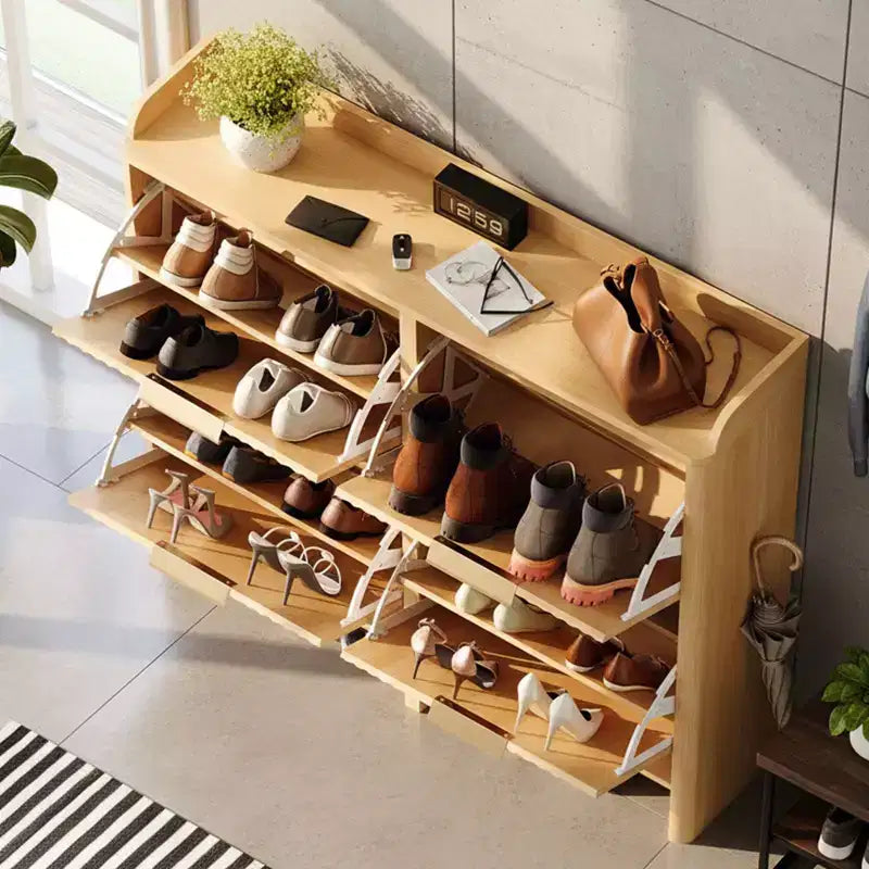 Meuble à chaussures Karl Home de 42,9 pouces avec 4 portes abattantes et déflecteur de table