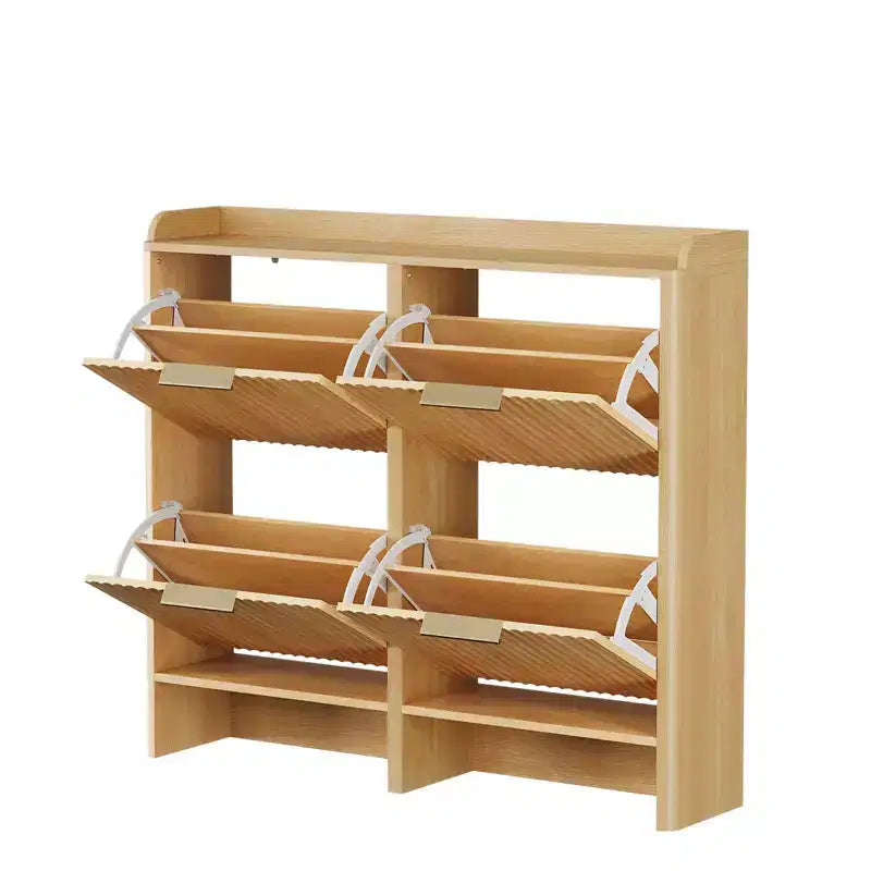 Meuble à chaussures Karl Home de 42,9 pouces avec 4 portes abattantes et déflecteur de table
