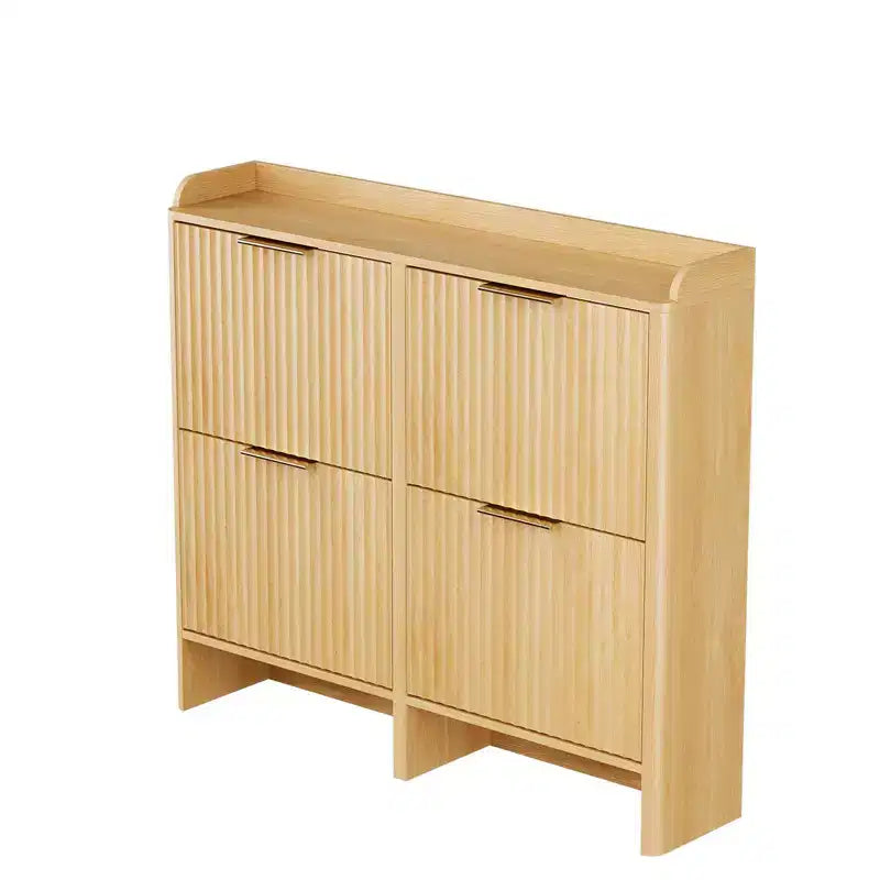 Meuble à chaussures Karl Home de 42,9 pouces avec 4 portes abattantes et déflecteur de table