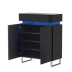 Meuble à chaussures Karl Home de 30,7 W en PET haute brillance à 2 tiroirs et 2 portes avec lumière