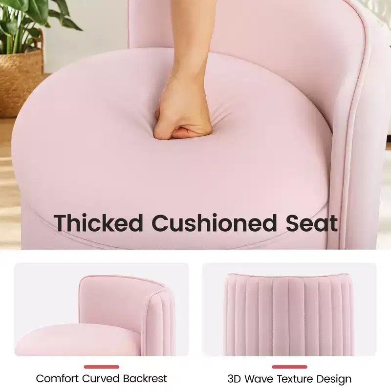 KERDOM Chaise de Coiffeuse en Velours avec Rangement, Dossier Ondulé, Aucun Assemblage Requis, Convient pour Chambre, Dressing, Salon