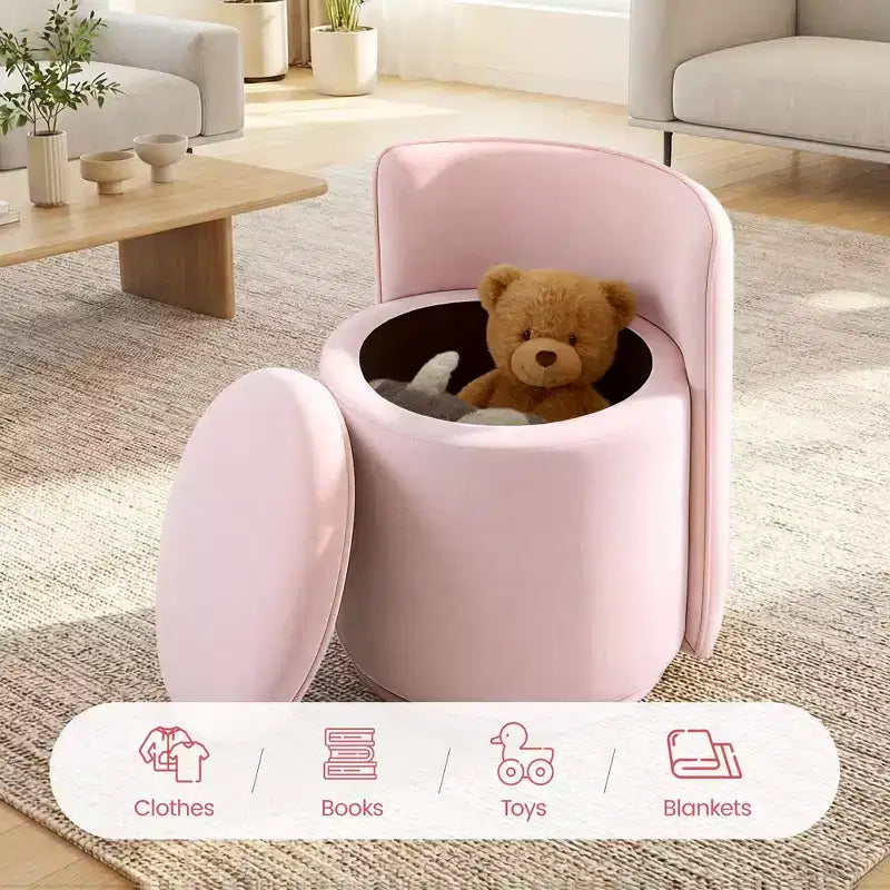 KERDOM Chaise de Coiffeuse en Velours avec Rangement, Dossier Ondulé, Aucun Assemblage Requis, Convient pour Chambre, Dressing, Salon