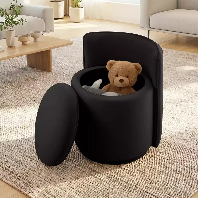 KERDOM Chaise de Coiffeuse en Velours avec Rangement, Dossier Ondulé, Aucun Assemblage Requis, Convient pour Chambre, Dressing, Salon