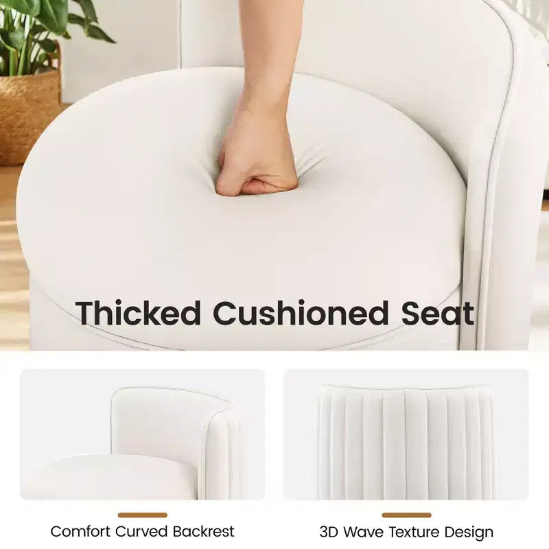 KERDOM Chaise de Coiffeuse en Velours avec Rangement, Dossier Ondulé, Aucun Assemblage Requis, Convient pour Chambre, Dressing, Salon