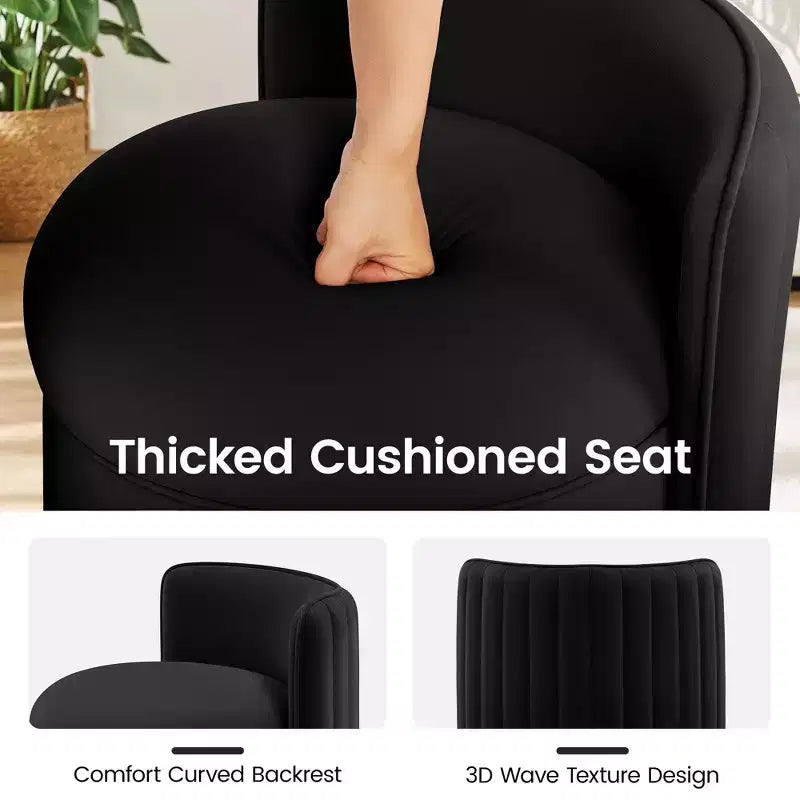 KERDOM Chaise de Coiffeuse en Velours avec Rangement, Dossier Ondulé, Aucun Assemblage Requis, Convient pour Chambre, Dressing, Salon