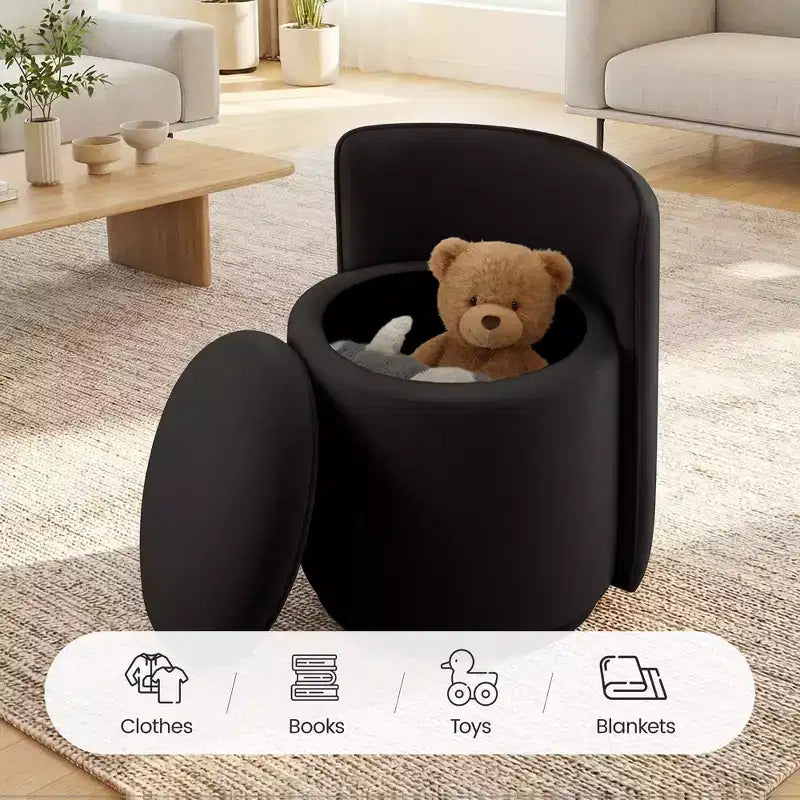 KERDOM Chaise de Coiffeuse en Velours avec Rangement, Dossier Ondulé, Aucun Assemblage Requis, Convient pour Chambre, Dressing, Salon