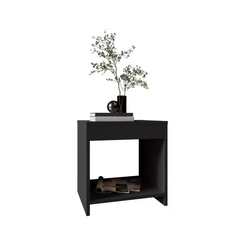 Conçue à la fois pour le style et la fonctionnalité, cette table de chevet noire de 16,5 po de hauteur avec 1 étagère spacieuse est une table de chevet compacte qui vous aide à organiser votre espace.
