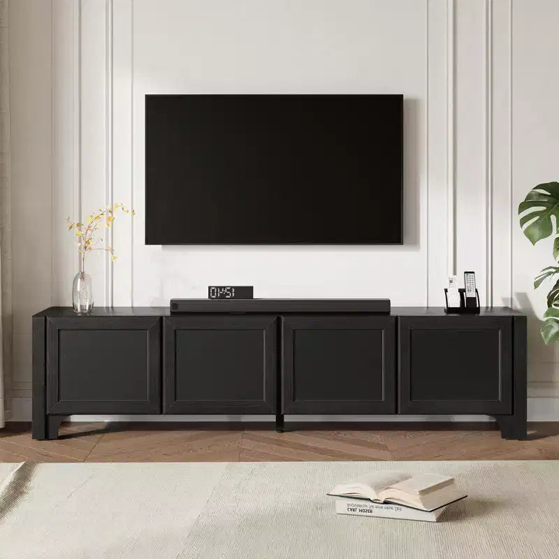 Meuble TV moderne pour téléviseur de 65 pouces - Meuble TV avec portes en cuir