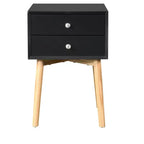 Table d'appoint, table de chevet avec 2 tiroirs et pieds en bois d'hévéa, meuble de rangement moderne du milieu du siècle pour chambre à coucher et salon, noir est un meuble moderne.