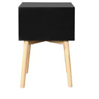 Table d'appoint, table de chevet avec 2 tiroirs et pieds en bois d'hévéa, meuble de rangement moderne du milieu du siècle pour chambre à coucher et salon, noir est un meuble moderne.