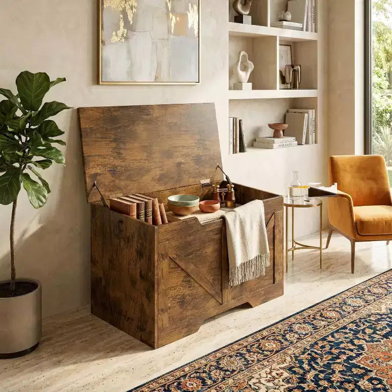 BestMassage Banc de rangement rétro en bois 29/39 Multi-usage pour entrée/chambre/salon (siège et rangement)