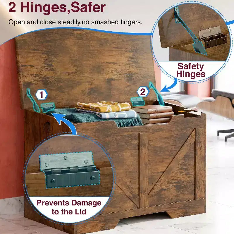 BestMassage Banc de rangement rétro en bois 29/39 Multi-usage pour entrée/chambre/salon (siège et rangement)