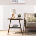 Table d'appoint rectangulaire en bois moderne du milieu du siècle GDFStudio Edith avec étagère de rangement