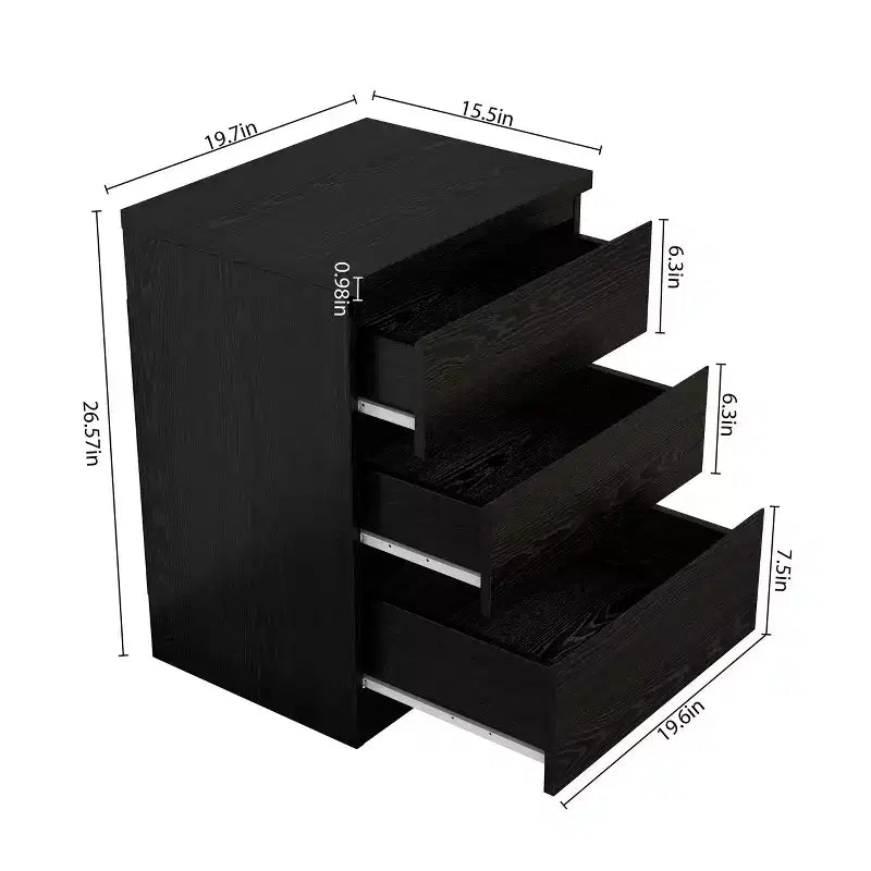 Table de chevet fonctionnelle et élégante à 3 tiroirs pour chambre à coucher ou salon