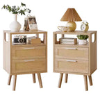 Lot de 2 tables de chevet modernes et épurées à 2 tiroirs pour chambre à coucher ou salon