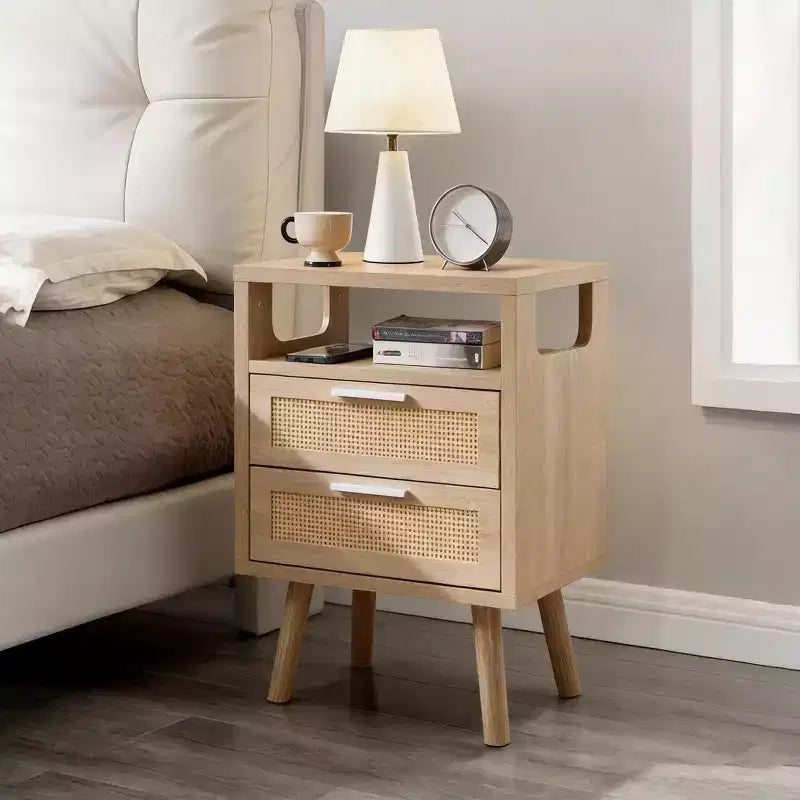 Lot de 2 tables de chevet modernes et épurées à 2 tiroirs pour chambre à coucher ou salon