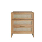 Table de chevet bohème en rotin à 3 tiroirs pour chambre à coucher et salon