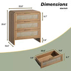 Table de chevet bohème en rotin à 3 tiroirs pour chambre à coucher et salon