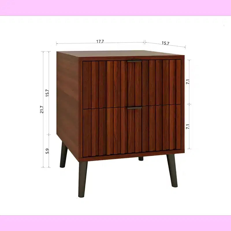 Table de chevet en bois élégante et fonctionnelle à 2 tiroirs pour chambre à coucher ou salon