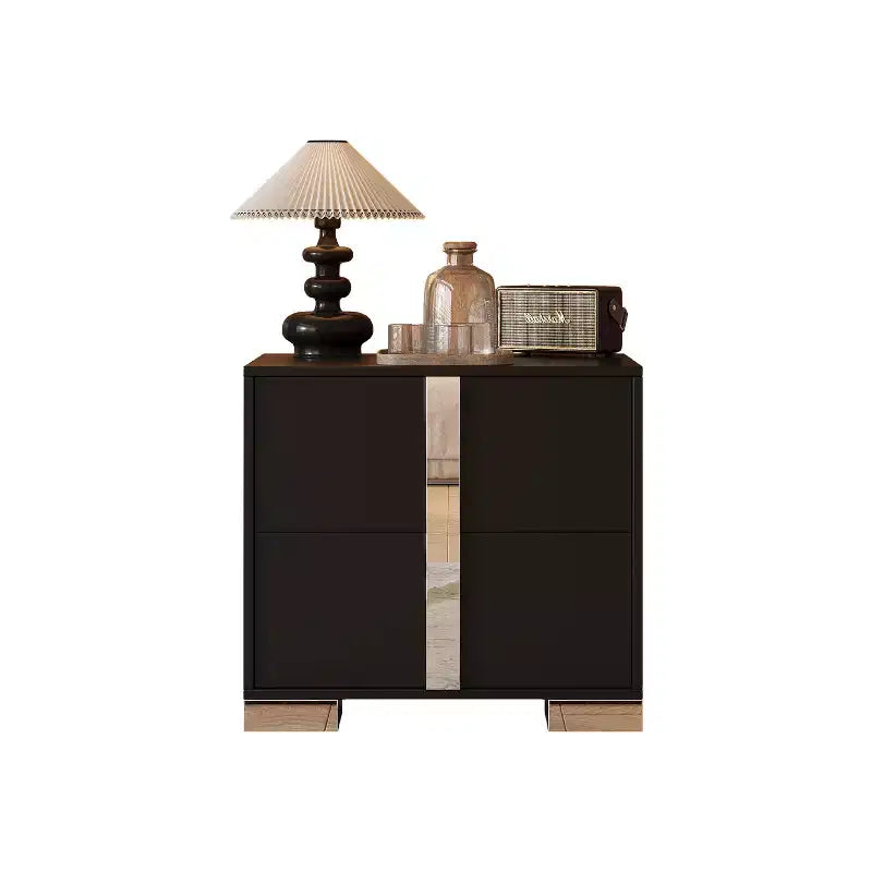 Table de chevet 2 tiroirs élégante, moderne et épurée avec miroir décoratif pour chambre et salon