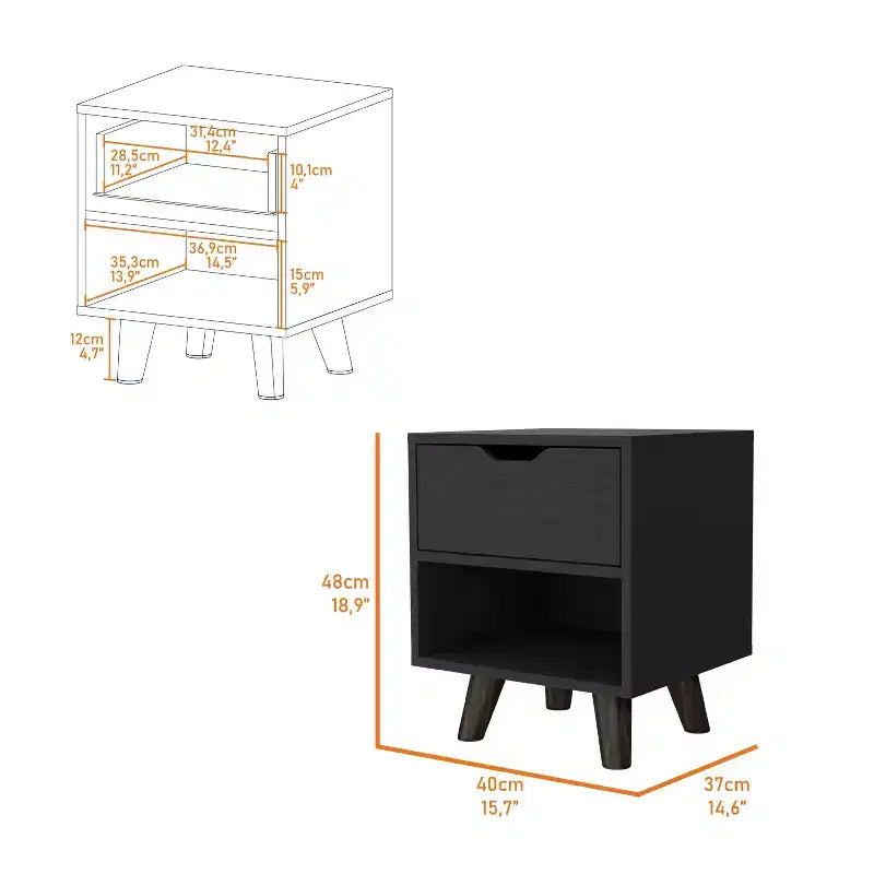 Carthage Table de Chevet 1 Tiroir Élégante et Fonctionnelle pour Chambre à Coucher ou Salon