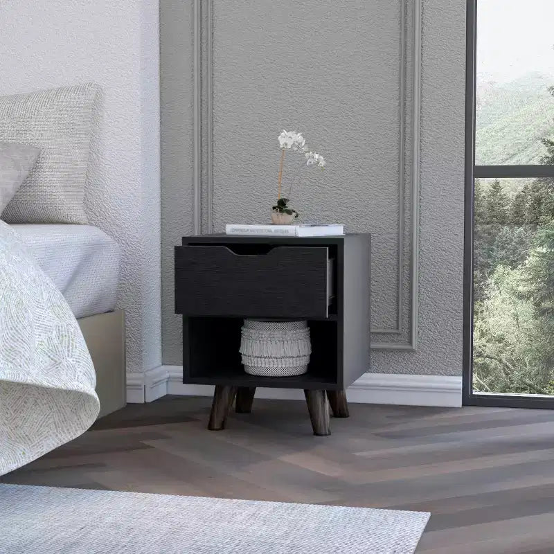 Carthage Table de Chevet 1 Tiroir Élégante et Fonctionnelle pour Chambre à Coucher ou Salon