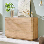 Commode à 7 tiroirs, commode en bois de 52" de large, design moderne sans poignée, grande commode de chambre à coucher avec meuble TV et organisateur de rangement