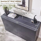 Commode à 7 tiroirs, commode en bois de 52" de large, design moderne sans poignée, grande commode de chambre à coucher avec meuble TV et organisateur de rangement