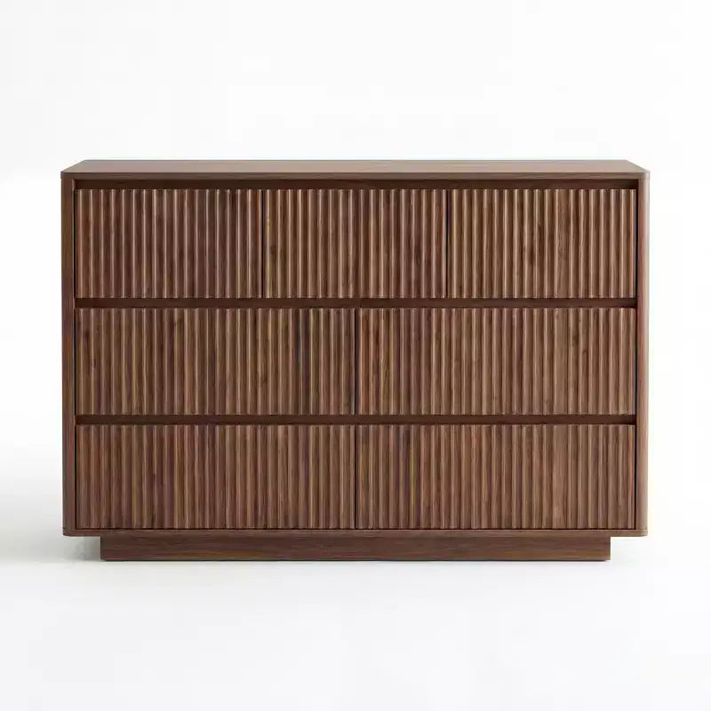 Commode à ✕ tiroirs pour chambre à coucher, commode moderne à cannelures, grande commode double en bois pour couloir, salon