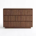 Commode à ✕ tiroirs pour chambre à coucher, commode moderne à cannelures, grande commode double en bois pour couloir, salon