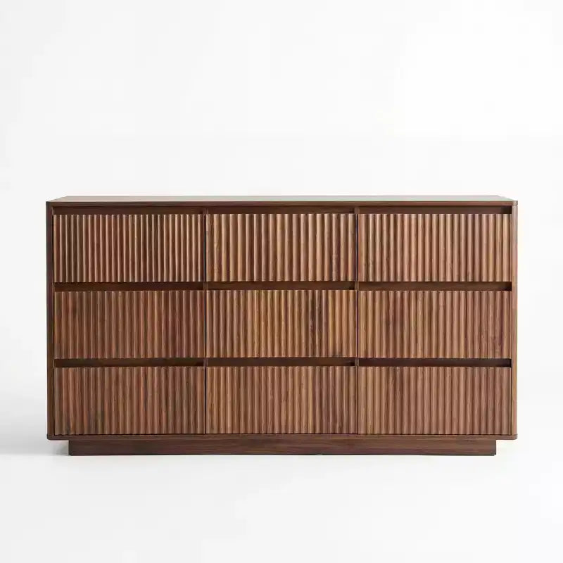 Commode à ✕ tiroirs pour chambre à coucher, commode moderne à cannelures, grande commode double en bois pour couloir, salon