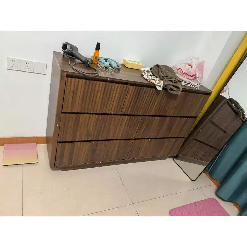 Commode à ✕ tiroirs pour chambre à coucher, commode moderne à cannelures, grande commode double en bois pour couloir, salon