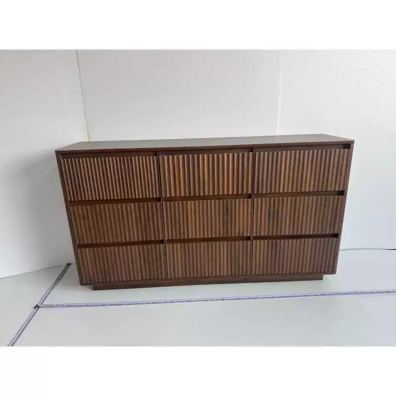 Commode à ✕ tiroirs pour chambre à coucher, commode moderne à cannelures, grande commode double en bois pour couloir, salon