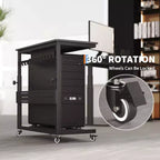 Support de tour d'ordinateur à roulettes, chariot porte-unité centrale réglable en hauteur, support de PC roulant à 2 niveaux sous le bureau, table d'appoint pour jeux à domicile ou bureau