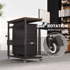 Support de tour d'ordinateur à roulettes, chariot porte-unité centrale réglable en hauteur, support de PC roulant à 2 niveaux sous le bureau, table d'appoint pour jeux à domicile ou bureau