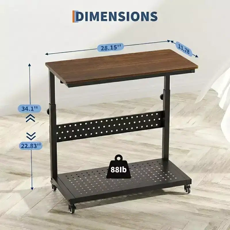 Support de tour d'ordinateur à roulettes, chariot porte-unité centrale réglable en hauteur, support de PC roulant à 2 niveaux sous le bureau, table d'appoint pour jeux à domicile ou bureau
