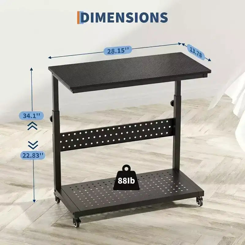 Support de tour d'ordinateur à roulettes, chariot porte-unité centrale réglable en hauteur, support de PC roulant à 2 niveaux sous le bureau, table d'appoint pour jeux à domicile ou bureau