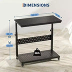Support de tour d'ordinateur à roulettes, chariot porte-unité centrale réglable en hauteur, support de PC roulant à 2 niveaux sous le bureau, table d'appoint pour jeux à domicile ou bureau