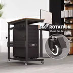 Support de tour d'ordinateur à roulettes, chariot porte-unité centrale réglable en hauteur, support de PC roulant à 2 niveaux sous le bureau, table d'appoint pour jeux à domicile ou bureau