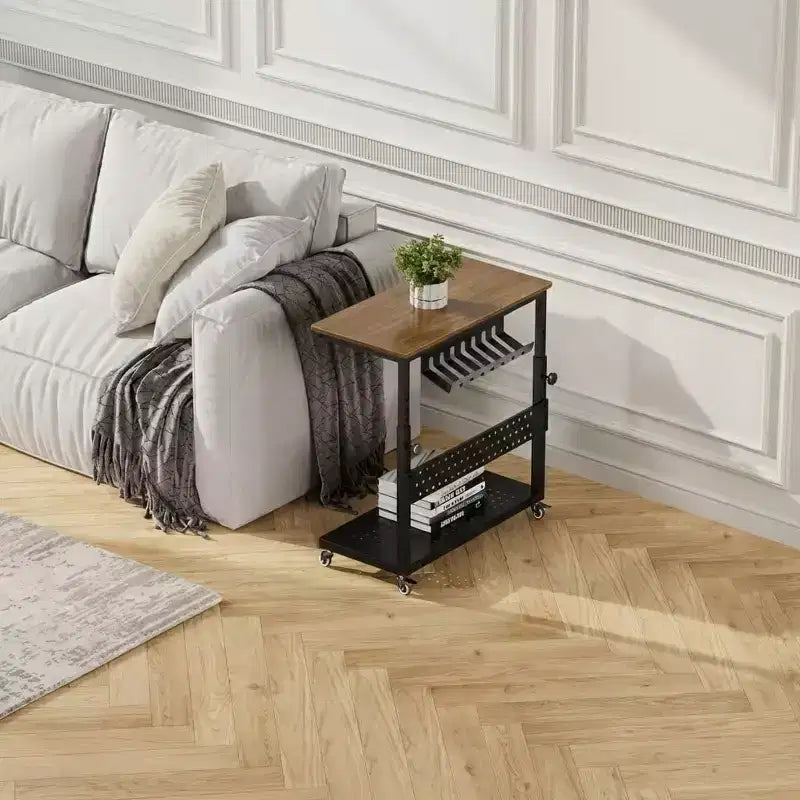Support de tour d'ordinateur à roulettes, chariot porte-unité centrale réglable en hauteur, support de PC roulant à 2 niveaux sous le bureau, table d'appoint pour jeux à domicile ou bureau