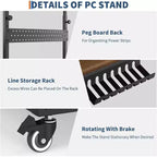 Support de tour d'ordinateur à roulettes, chariot porte-unité centrale réglable en hauteur, support de PC roulant à 2 niveaux sous le bureau, table d'appoint pour jeux à domicile ou bureau