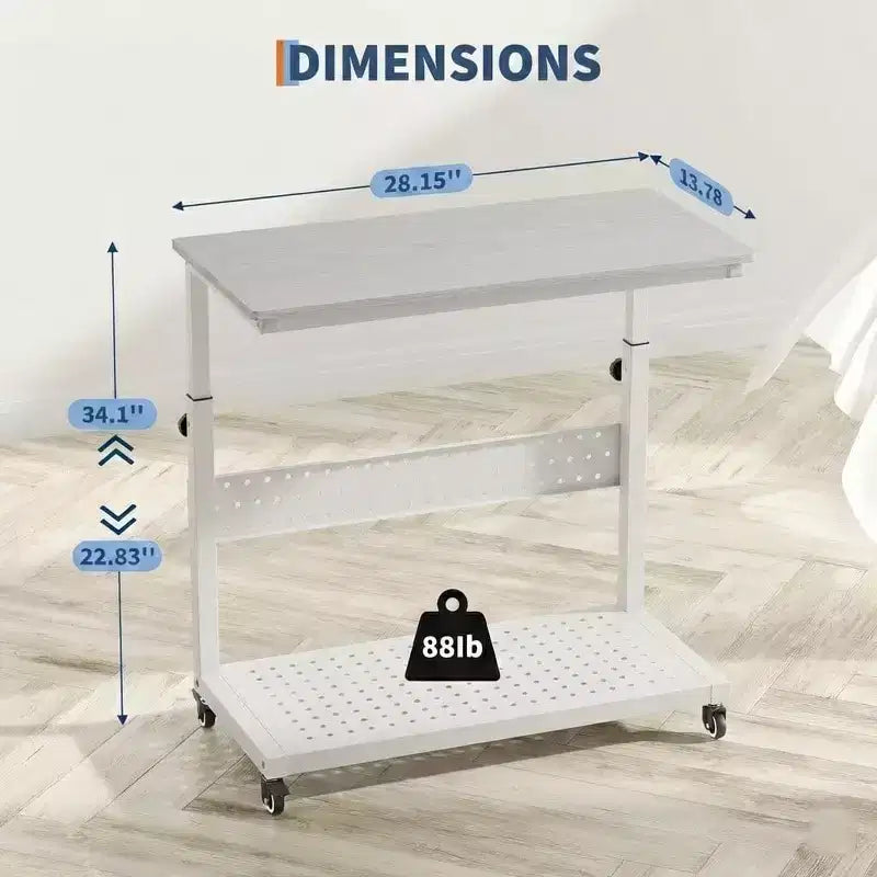 Support de tour d'ordinateur à roulettes, chariot porte-unité centrale réglable en hauteur, support de PC roulant à 2 niveaux sous le bureau, table d'appoint pour jeux à domicile ou bureau