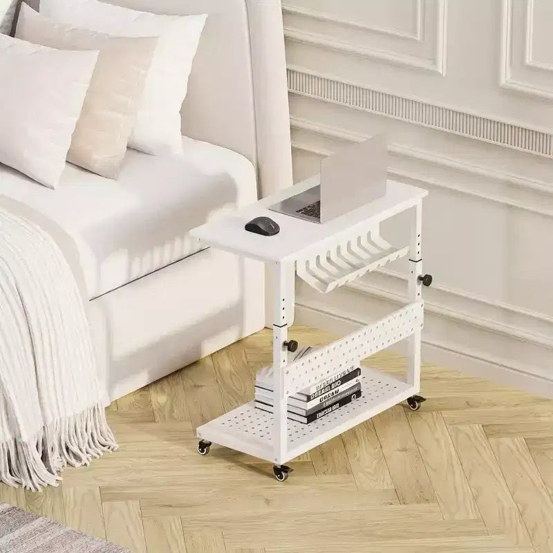 Support de tour d'ordinateur à roulettes, chariot porte-unité centrale réglable en hauteur, support de PC roulant à 2 niveaux sous le bureau, table d'appoint pour jeux à domicile ou bureau