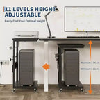Support de tour d'ordinateur à roulettes, chariot porte-unité centrale réglable en hauteur, support de PC roulant à 2 niveaux sous le bureau, table d'appoint pour jeux à domicile ou bureau